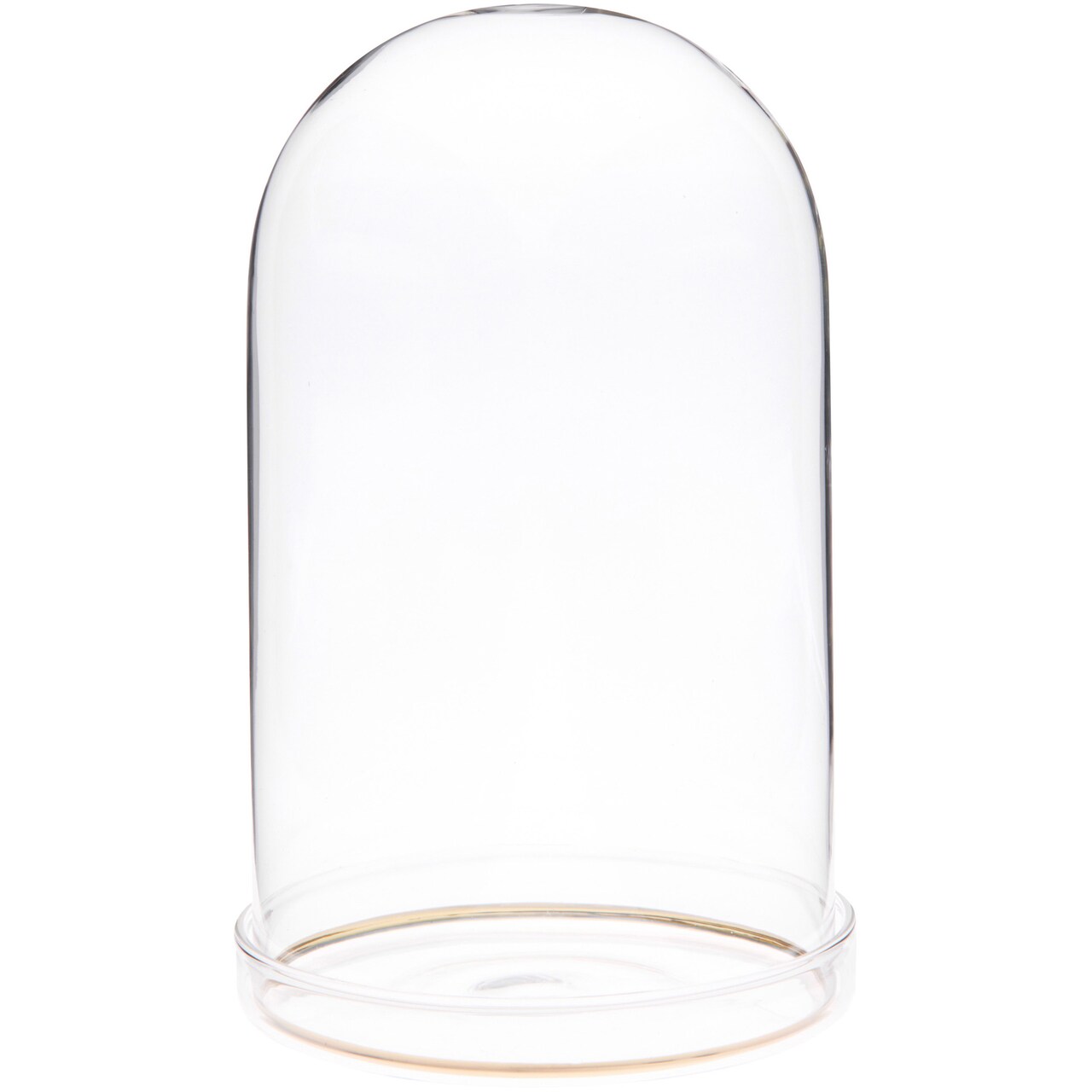 Plymor 4" x 7" Glass Display Dome Cloche with Gold Rim (Clear Glass Tray Base)
